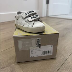 Golden Goose Kids White and Black Star Sneakers